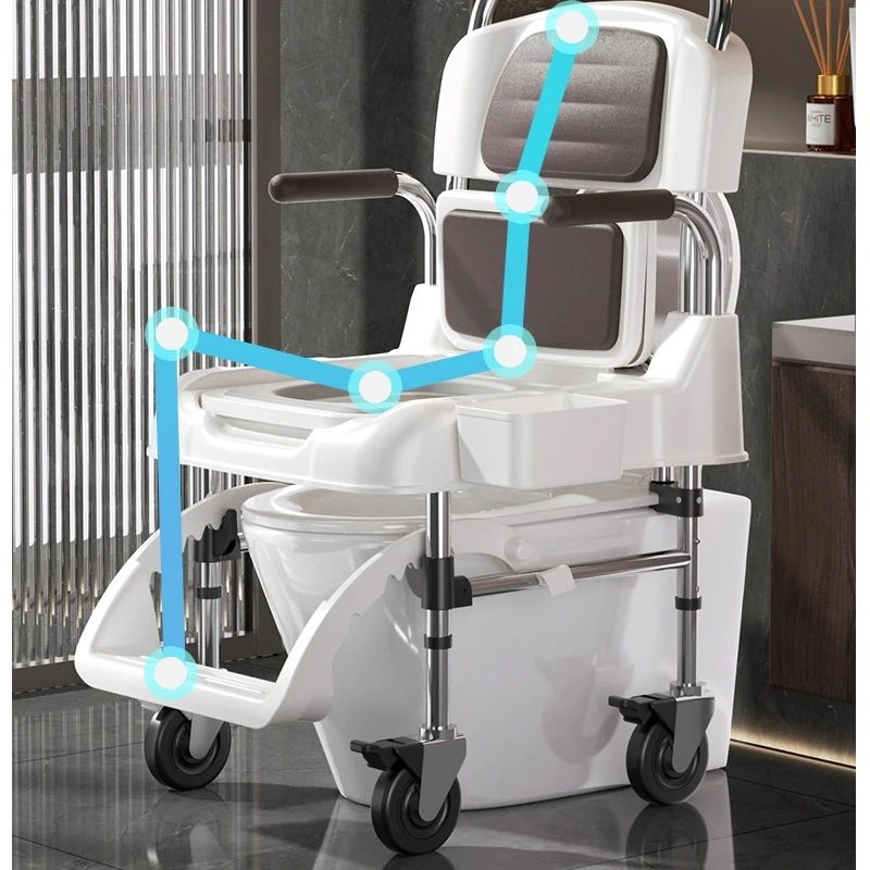 Height Adjustable Bedside Commodes for Seniors Upgraded Commode Toilet for Elderly, Transfer Chair for Adult with Wheels Arms