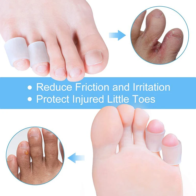 12pcs/6 pairs Silicone gel little toe tube corns blisters Corrector pinkie protector gel bunion sleeve toe Bone Brace Support