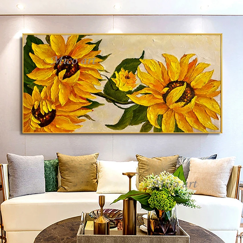 

Kindergarten Wall Decoration Handmade Beautiful Plant Abstract Art Picture Canvas Frameless Design Sunflower Oil Paintings