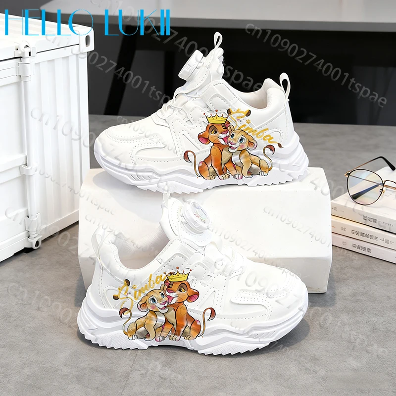 

Lion King Simba Design Youth student Solid color sole White shoes For boys girls Sports running shoes Gift Christmas