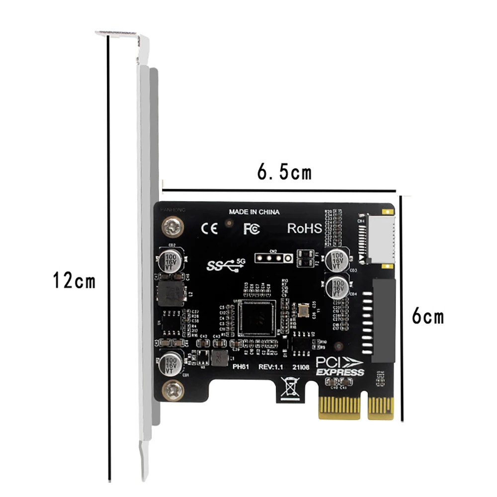 Karta rozszerzeń PCIE na USB 3.0 Konwerter 5Gpbs typu E Panel przedni PCI Express 1x 4X 8X 16X do 19P 20PIN Adapter montażowy typu C — zdjęcie produktu 5