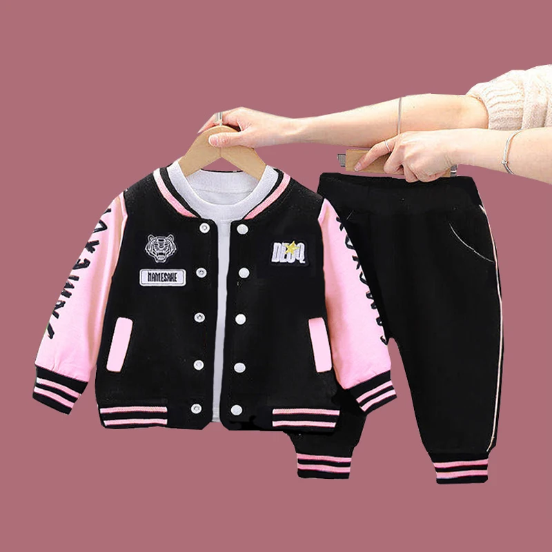 Spring Autumn Baby Boys Clothing Set Cartoon Letter Baseball Coat Pants 2Pcs Suit For 1-5Y Kids Clothes Child Sport Outfit  789