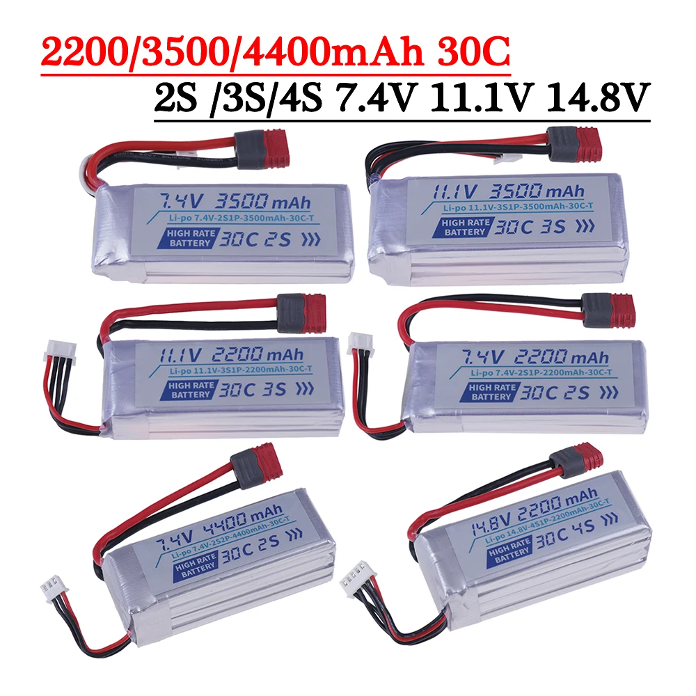 30C HIGH RATE BATTERY 7.4V 11.1V 14.8V 2200mah 3500mah 4400mah Li-po battery T-PLUG For RC Helicopter Quadcopter Cars 2S/3S/4S