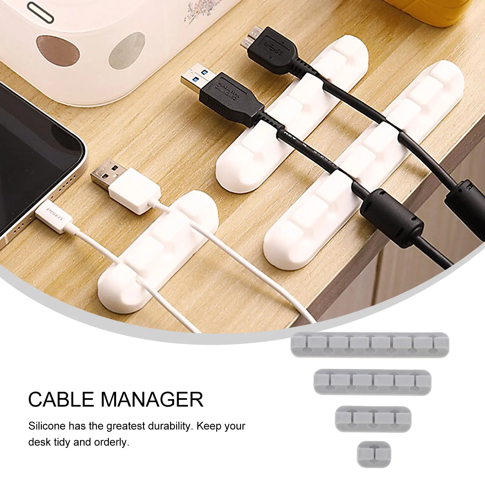 

4pcs Cable Clips Cord Management Organizer Holders For Power Usb Cables Desktop Wire Organizer Adhesive Wall Mountable