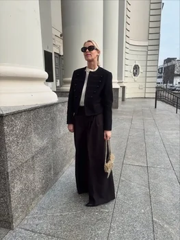 Black Round Neck Military Jacket Women Casual Full Sleeve Buttons Cropped Slim Coat 2026 Lady Daily Street Napoleon New Jackets 2 Black Round Neck Military Jacket Women Casual Full Sleeve Buttons Cropped Slim Coat 2026 Lady Daily Street Napoleon New Jackets 2