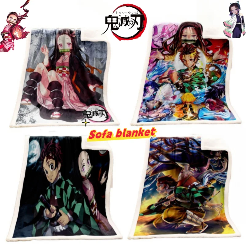 

Demon Slayer Kamado Nezuko Tsuyuri Kanao Tokitou Muichirou двумерное одеяло для дивана, мягкое и теплое для использования в одноместном общежитии