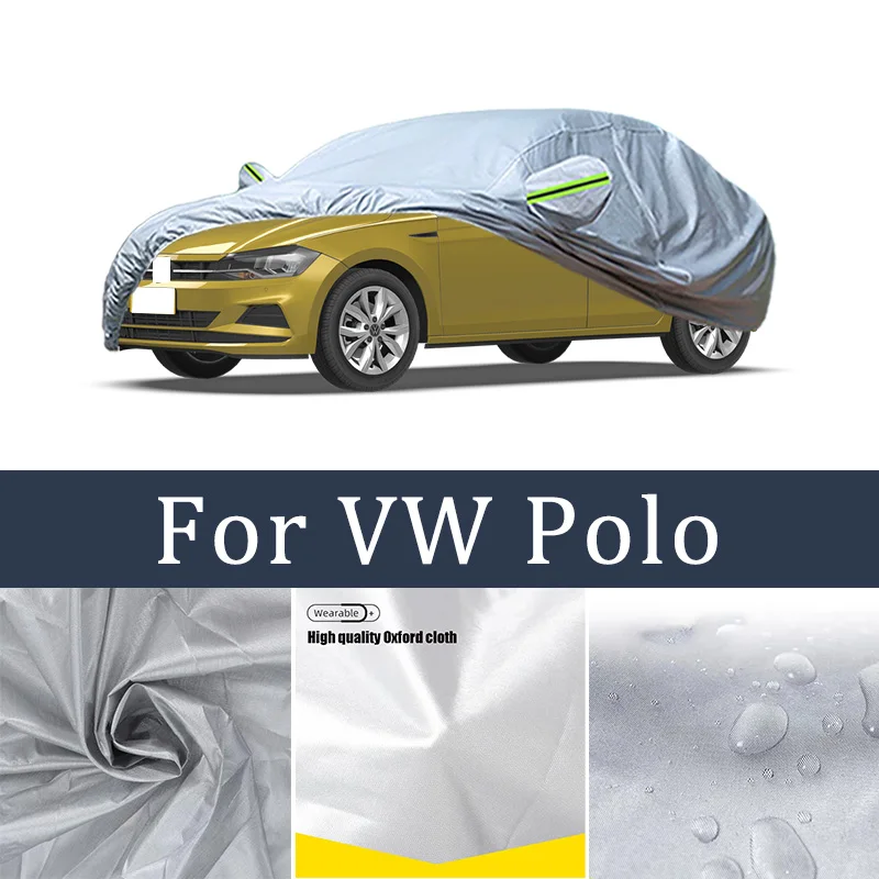 

Car Cover For VW Polo Full Exterior Black Silvery-Auto Cover Sunshade Dustproof Waterproof Reflective strips cars accessories
