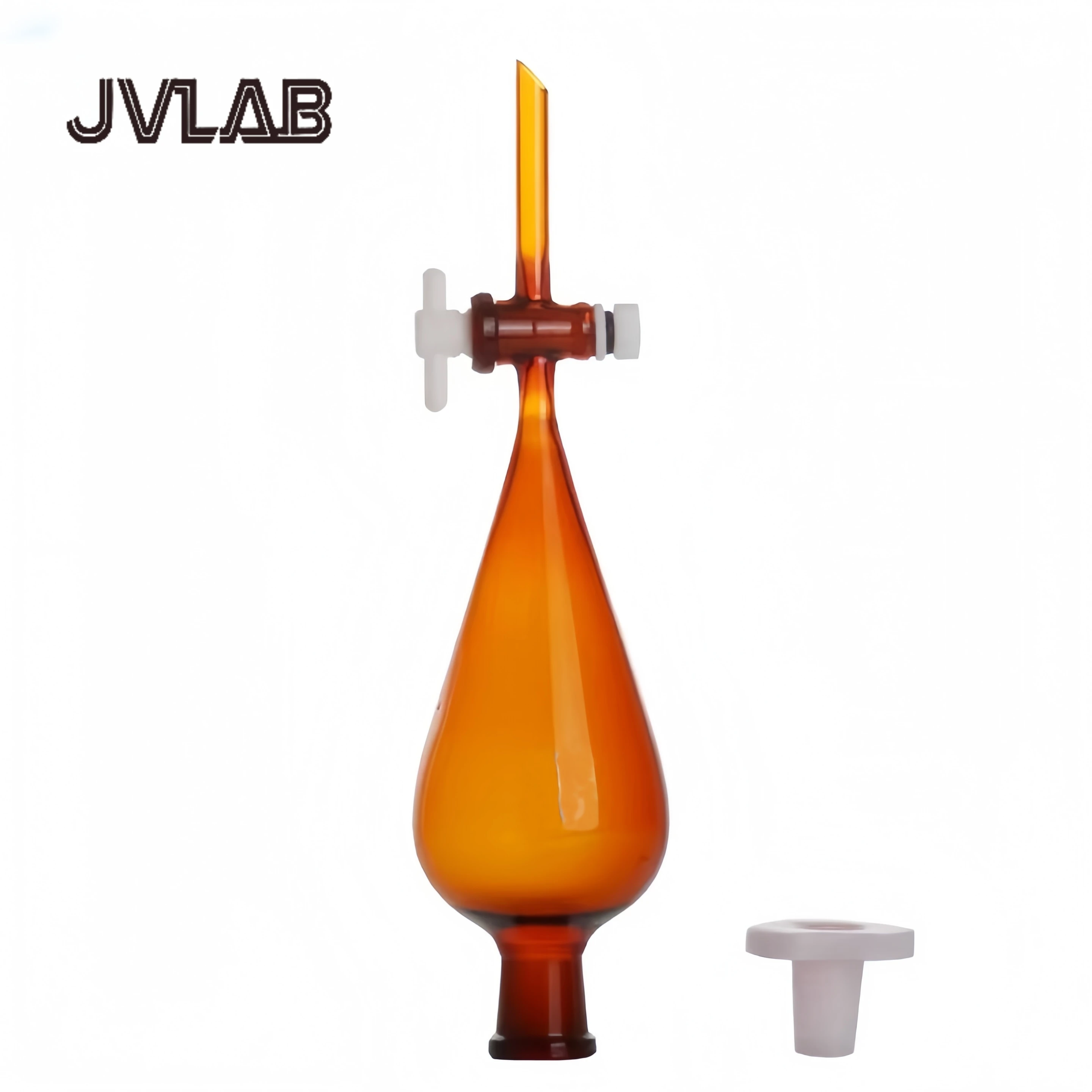 PTFE Stopcock  Borosilicate Brown Glass Separating Funnels Pear 500ml/Conical Heavy Wall Lab Kit JVLAB