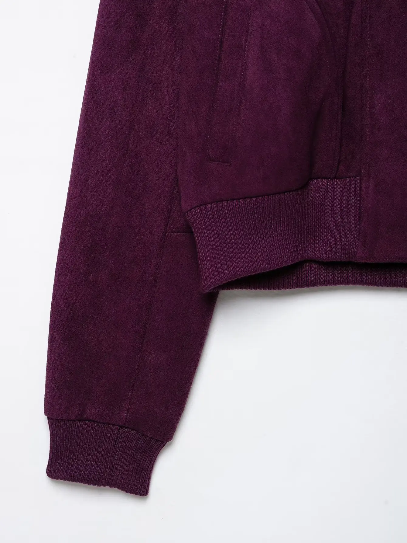 KONDALA Damen Vintage Kunstwildleder Kurze Jacke Schicke Gerippte Stehkragen-Reißverschlussjacke 2026 Herbst Winter Streetwear Freizeitjacke – Detail 4