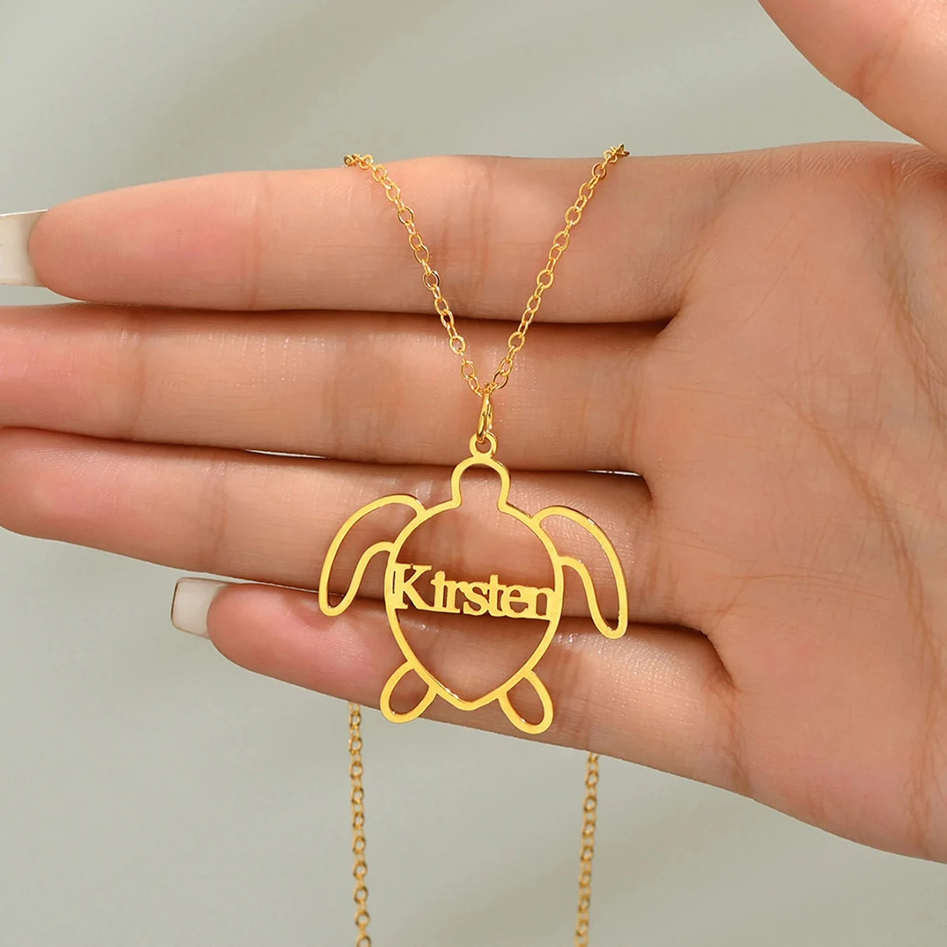 

Custom Turtle Name Necklaces For Women Men Stainless Steel Customized Pendant Necklace Personalized Neck Jewelry Birthday Gift