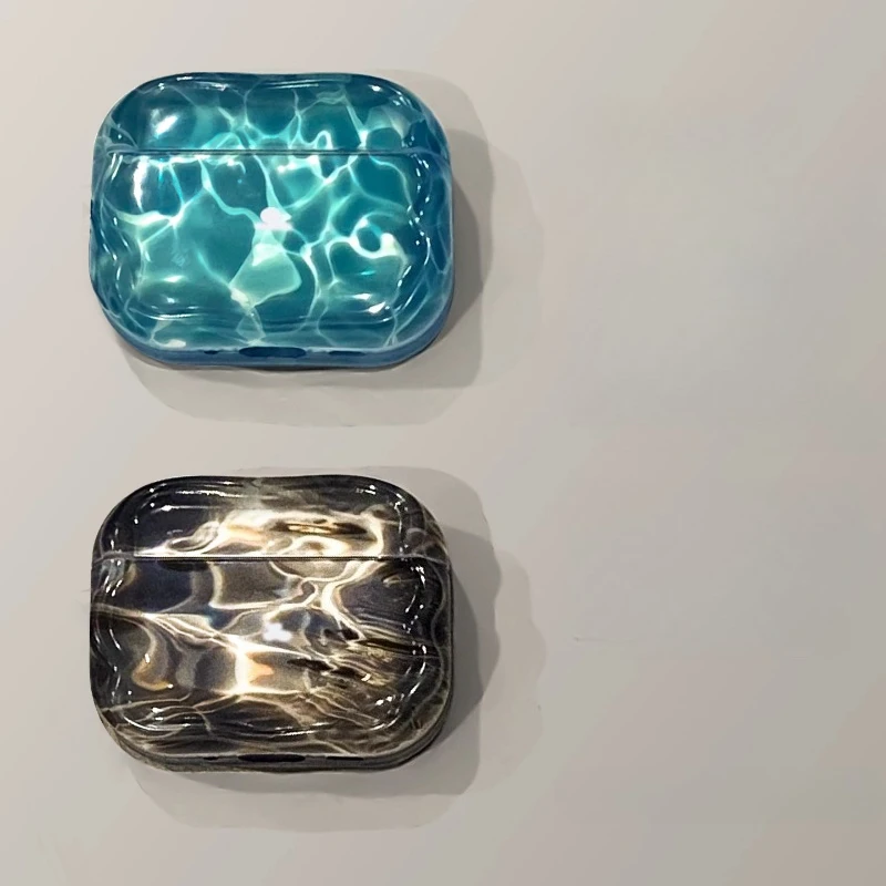 Étui pour écouteurs ondulé à l'eau, adapté aux AirPods Pro2/3 AirPods 2/3/4, matériau TPU, étui de protection translucide personnalisé pour écouteurs ﻿