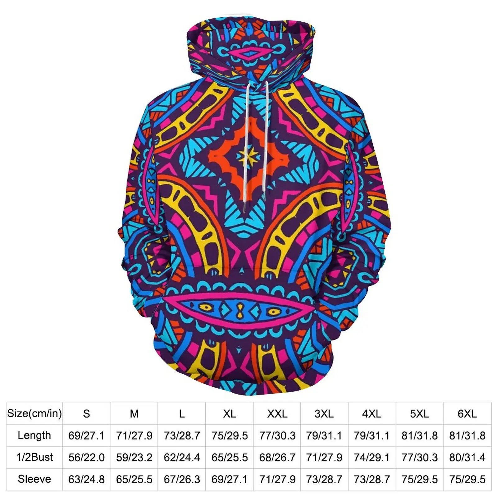 Tribal Print Casual Hoodies Aztec Tribal Boho Style Y2k Graphic Loose Hoodie Winter Long Sleeve Hip Hop Oversized Sweatshirts