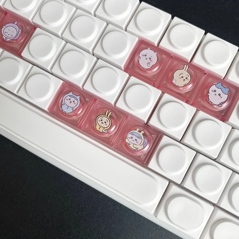 Cute Custom Keycaps,Hamster Cat Rabbit ,PBT/Transparent PC Material Low Profile DIY for MX Switches Mechanical Gaming Keyboard - Image 2