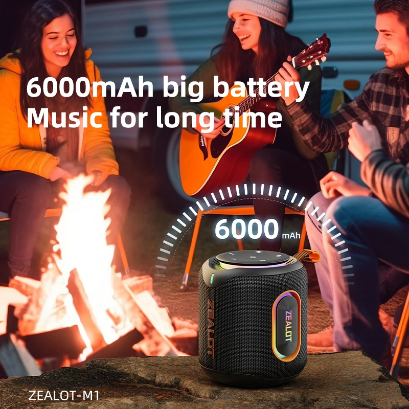 질럿-M1 블루투스 5.4 스피커 30W 휴대용 아웃도어 스피커 IPX6 방수, 10시간 재생, 캠핑 하이킹용