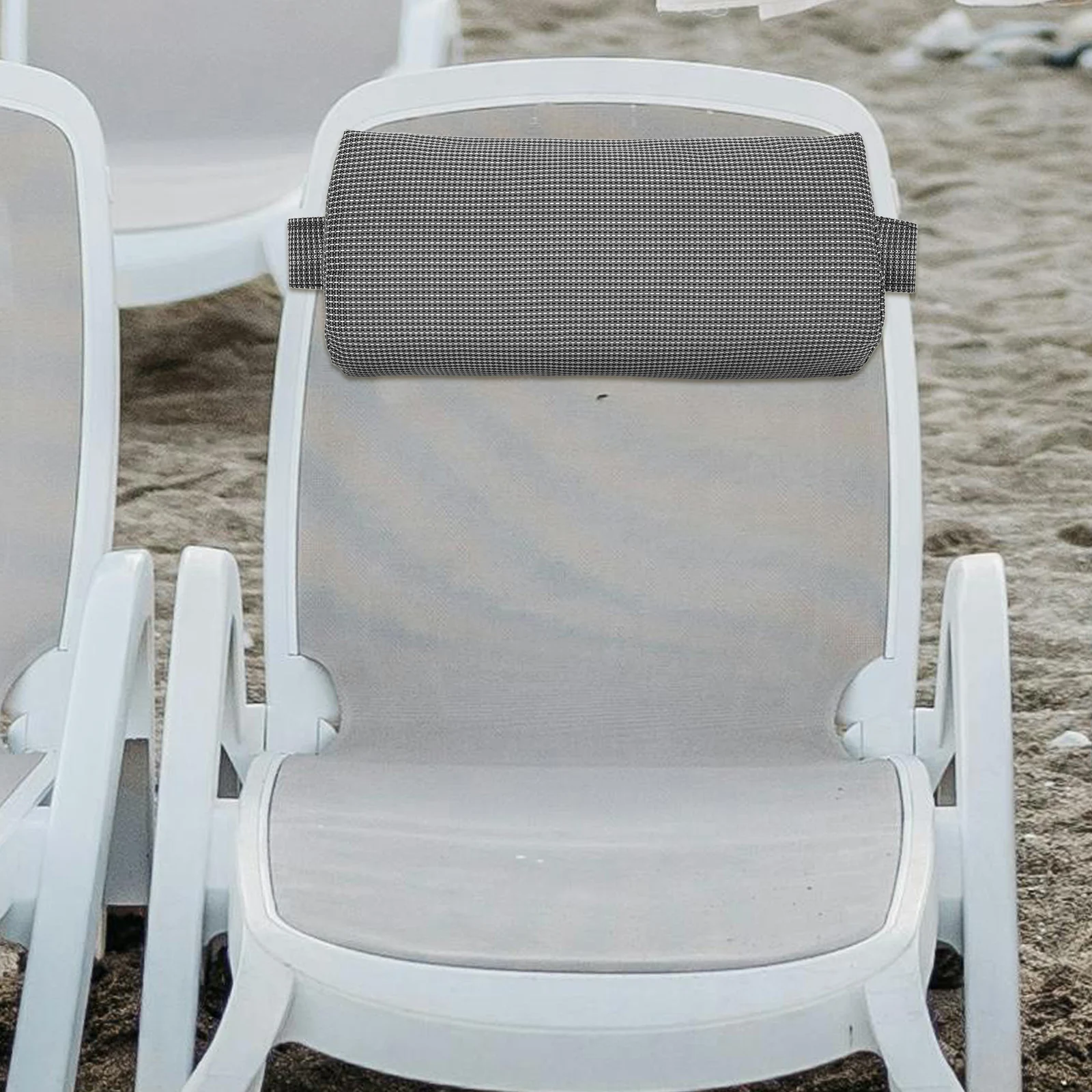 

Folding Chair Ergonomic Headrest Lounge Neck Pad Floor Lounger Pillow Grey Strap Adjustable Sponge Beach Cushion