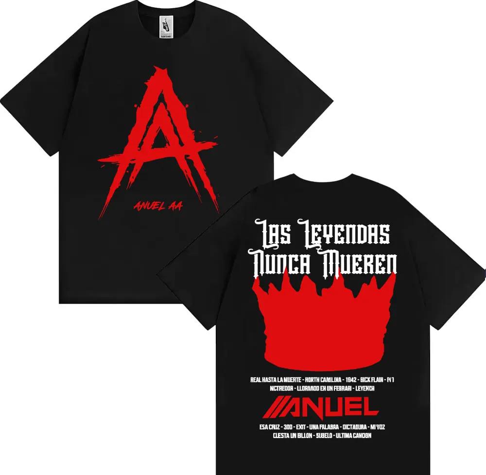 Anuel AA Echt Hasta La Muerte Gedruckt T Hemd Männer Frauen Harajuku Hip Hop Streetwear T-shirts Baumwolle Casual Kurzarm T Shirts