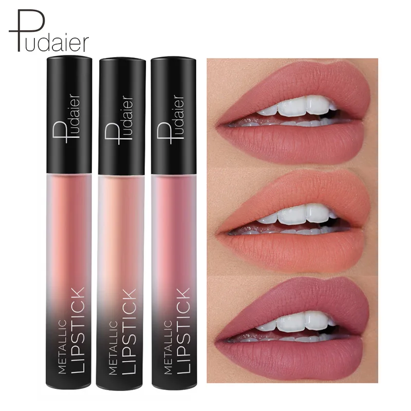 Pudaier Waterproof Nude Tint Liquid Lipstick Smooth Cosmetics Matte Lip Gloss Makeup Colorful Lipgloss Cream Make up Glosses