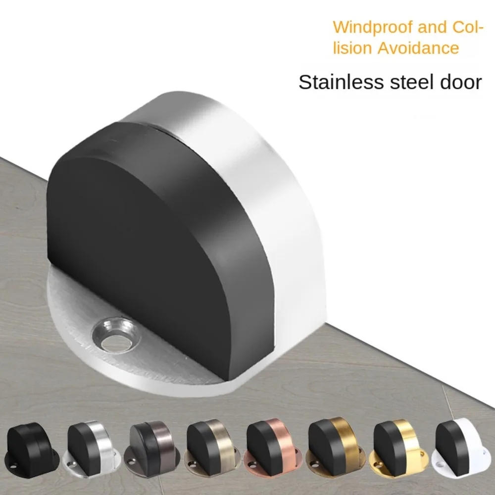 New Stainless Steel Door Stopper Non Punching Nail-free Door Holder Anti-collision Hardware Door Stop Furniture