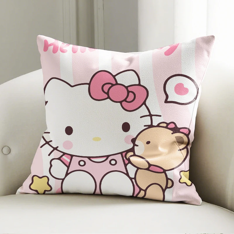 

Sanrio Hello Kitty Pillow Cover Teddy Bear Pattern Decorative Cushion Sofa Bedroom Kids Room Decor Gift