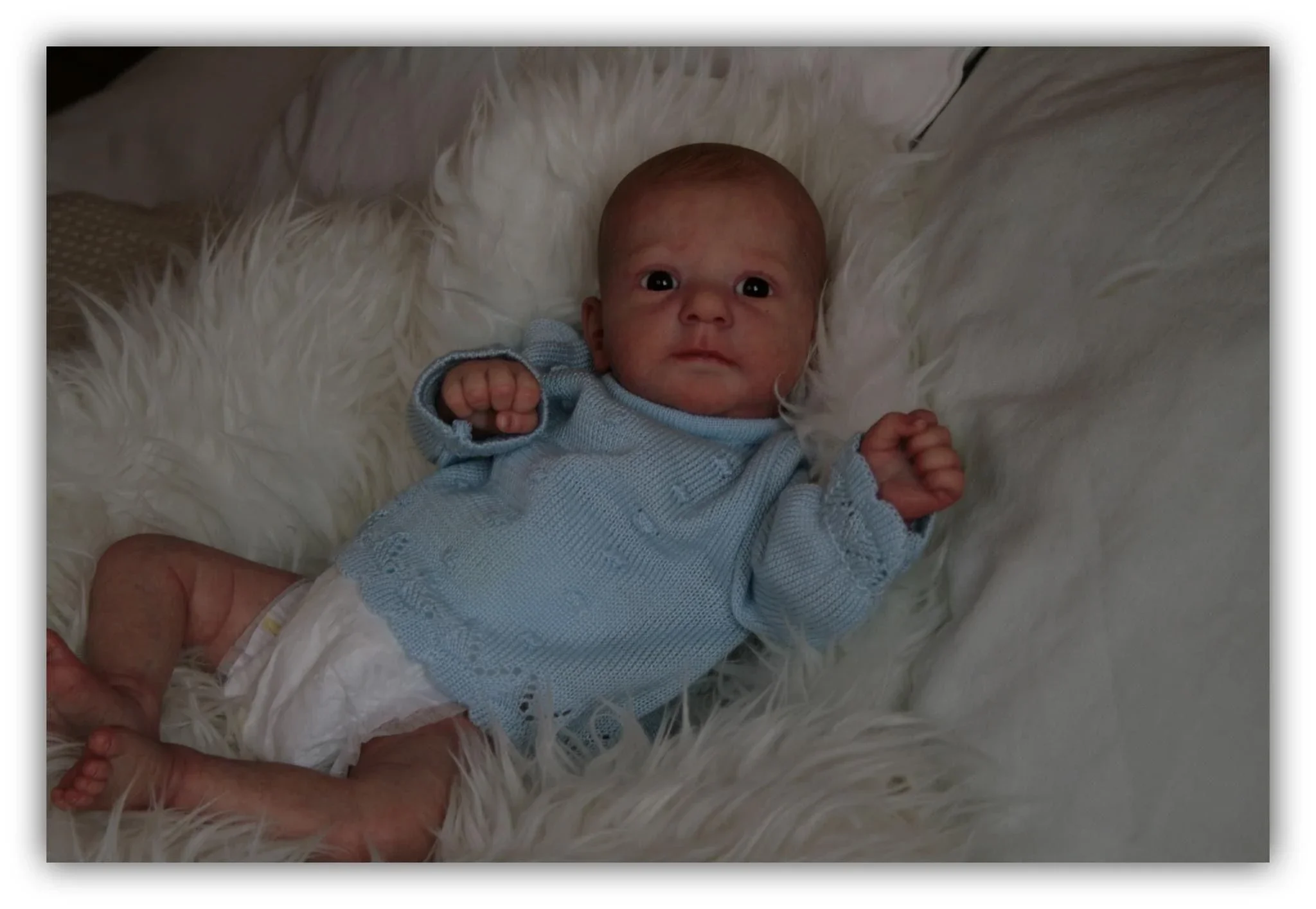 SINO-BB 19inch Soft Body Reborn Baby Doll Felicia Same as Picture Lifelike Soft Touch Newborn 3D Skin Hand-Draw Hair Visible