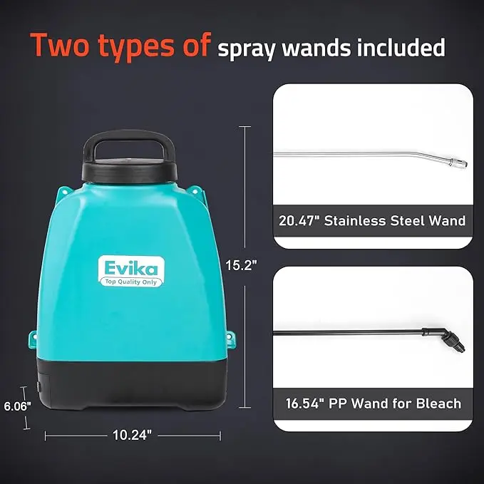 1.59Gallon Backpack Electric Sprayer, Pressure Sprayer with 5 Nozzles, Professional Battery Powered Sprayer for Weed