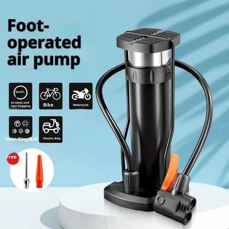 Portable Folding Foot Pedal Multifunctional Inflation Pump Easy Carry Foot Stomp Aluminum Alloy Bicycle Motorcycle Inflator Pump