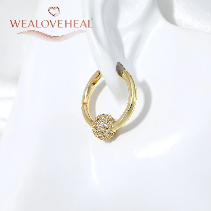 ohrringe damen, 18K Vergoldete Messing-Huggie-Ohrringe mit Mikro-Pavé-CZ-Kugeln für Damen, Täglicher Schmuck, Valentinstag- und Geburtstagsgeschenk – Detail 19