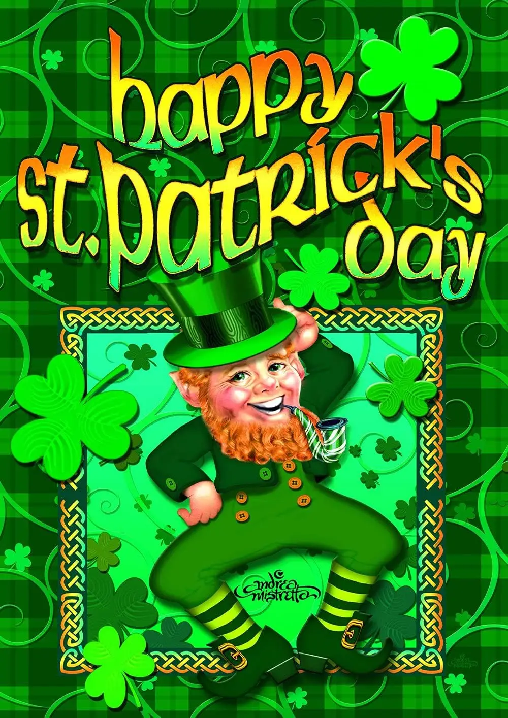 Toland Home Garden Happy Leprechaun 28 x 40 Inch Decorative St Patrick's Day Shamrock Clover Double Sided House Flag - 1 IIE GGX