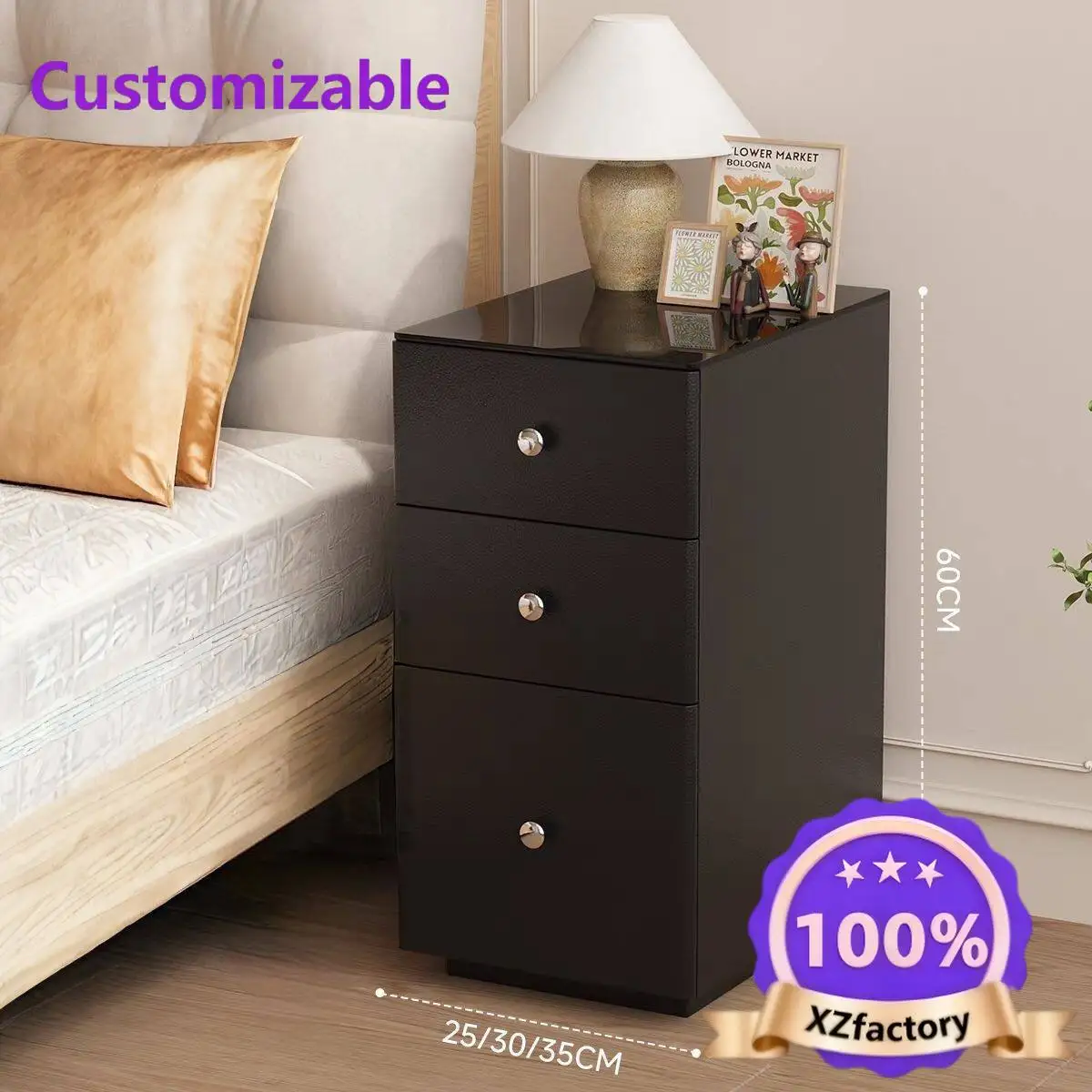 Factory Direct 2026 Top RatedSolid wood three-layer small apartment modern locker storage household bedside table simple integra