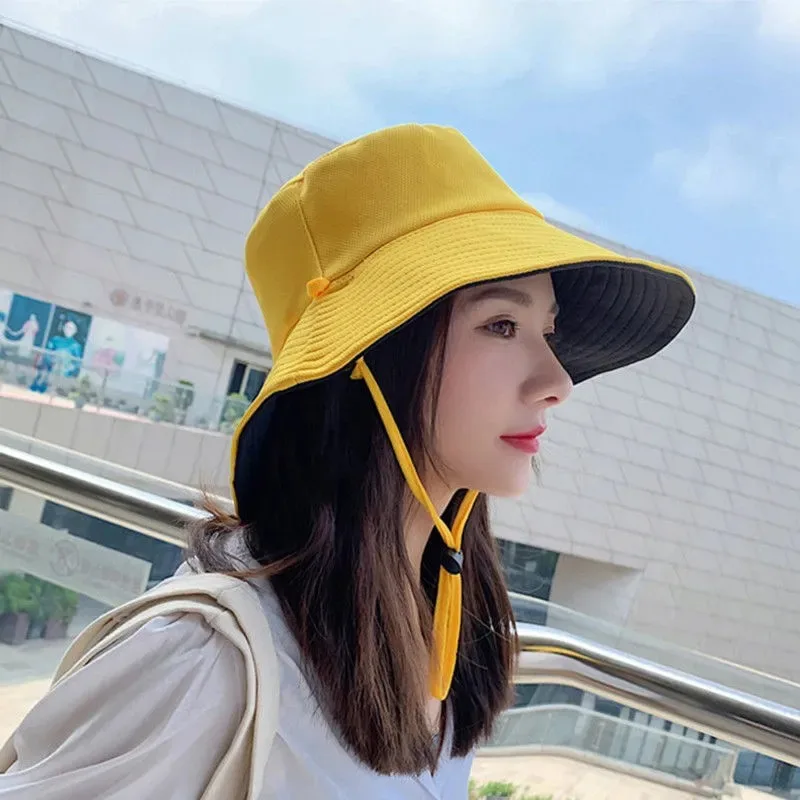 Summer Foldable Bucket Hat Unisex Women Outdoor Sunscreen Cotton Fishing Hunting Cap Double Side Sun Prevent Hats Bucket Hat