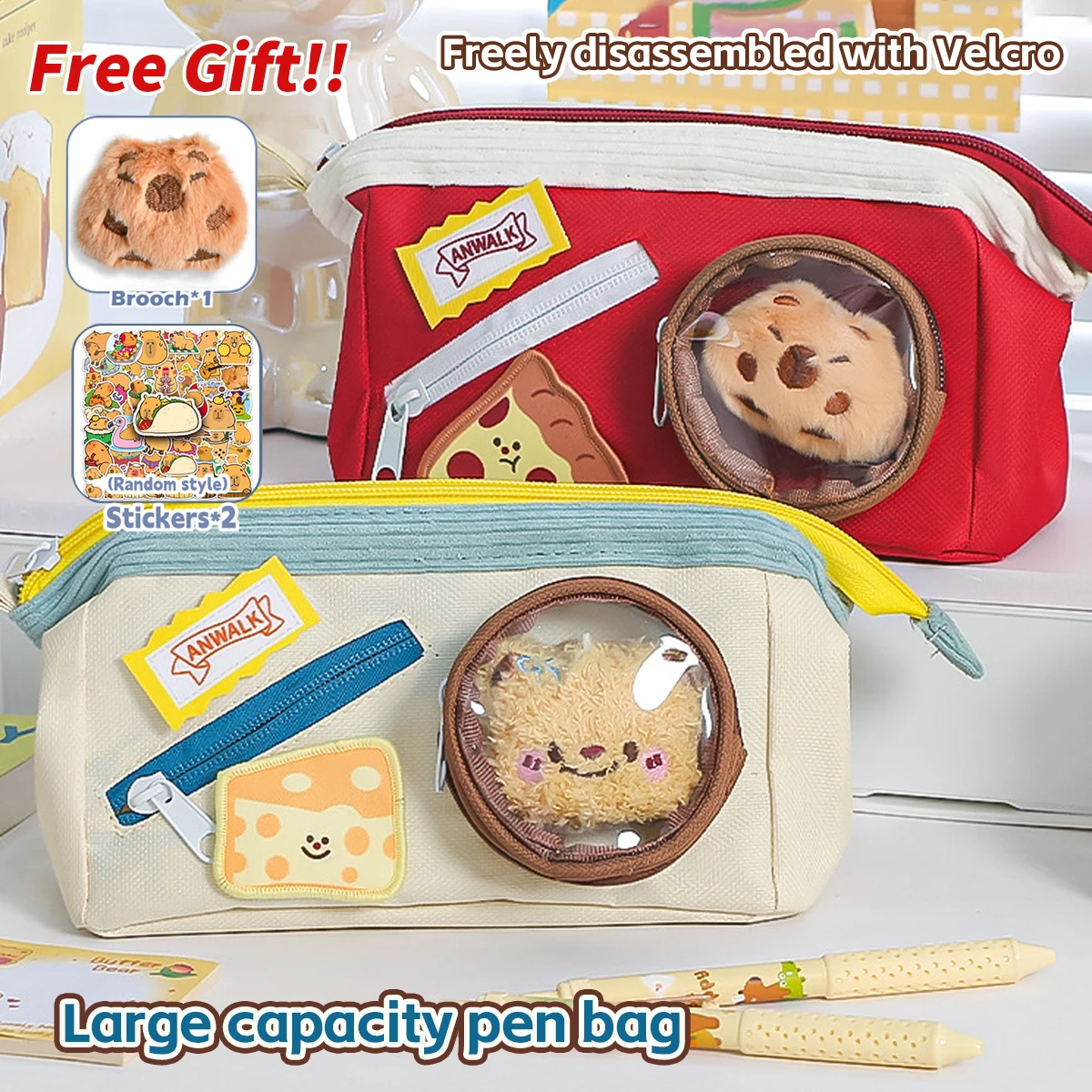 Kawaii Tasche mit großem Fassungsvermögen, Federmäppchen für Mädchen, niedliche Organizer-Tasche für Schulbedarf, Aufbewahrung von Schreibwaren für Teenager-Studenten