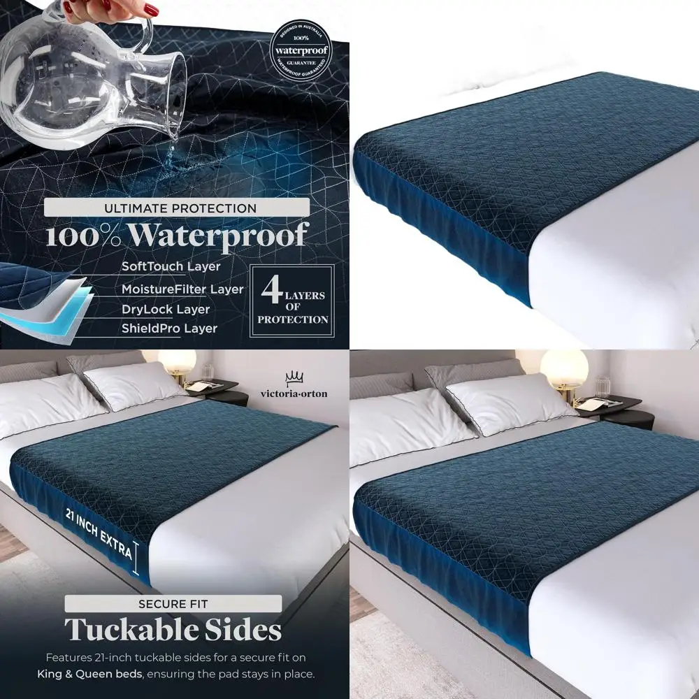 

Queen Size Waterproof Bed Pads 36x60 Inch, Pack of 2, with Tuckable Wings, Suitable for Incontinence, Kids, Adults, Elderly, Pet