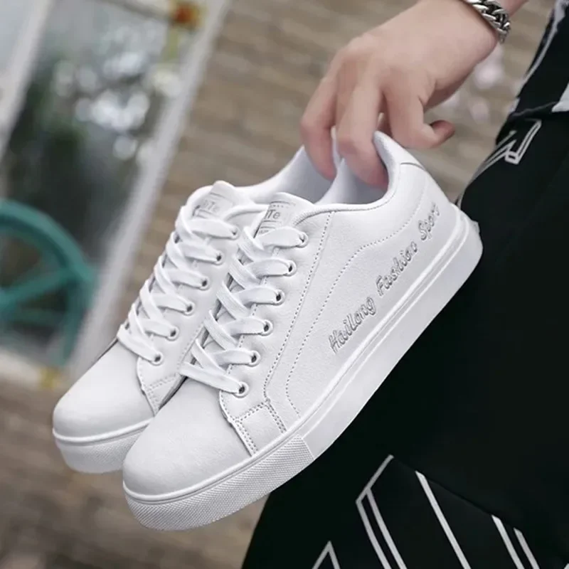 New Fashion Men Shoes Breathable Men's Sneakers Low Platform Lace Up Walking Trainers Man Outdoor Casual White Shoes