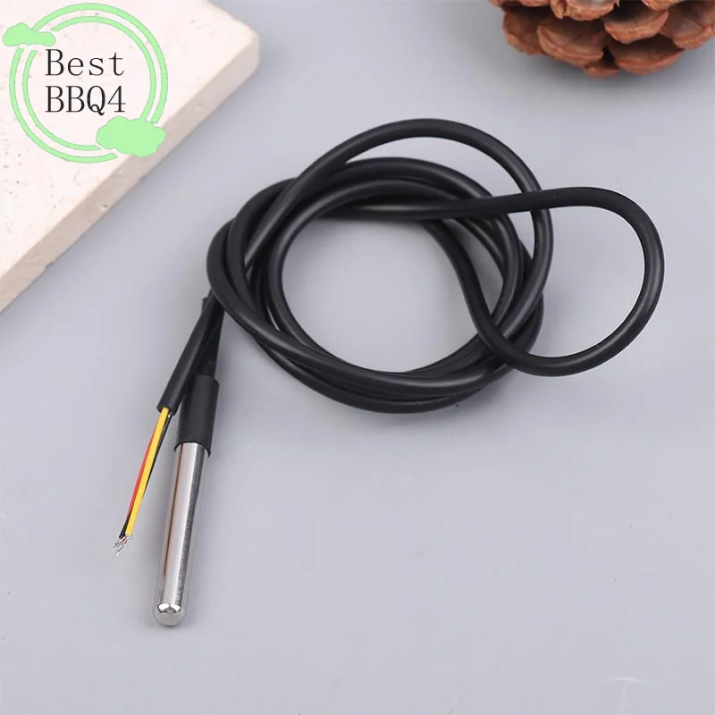 (BBQ4)DS18b20 Waterproof Encapsulated Stainless Steel DS18B20 18B20 Temperature Sensor Temperature Probe Cable Length 1m For Ard