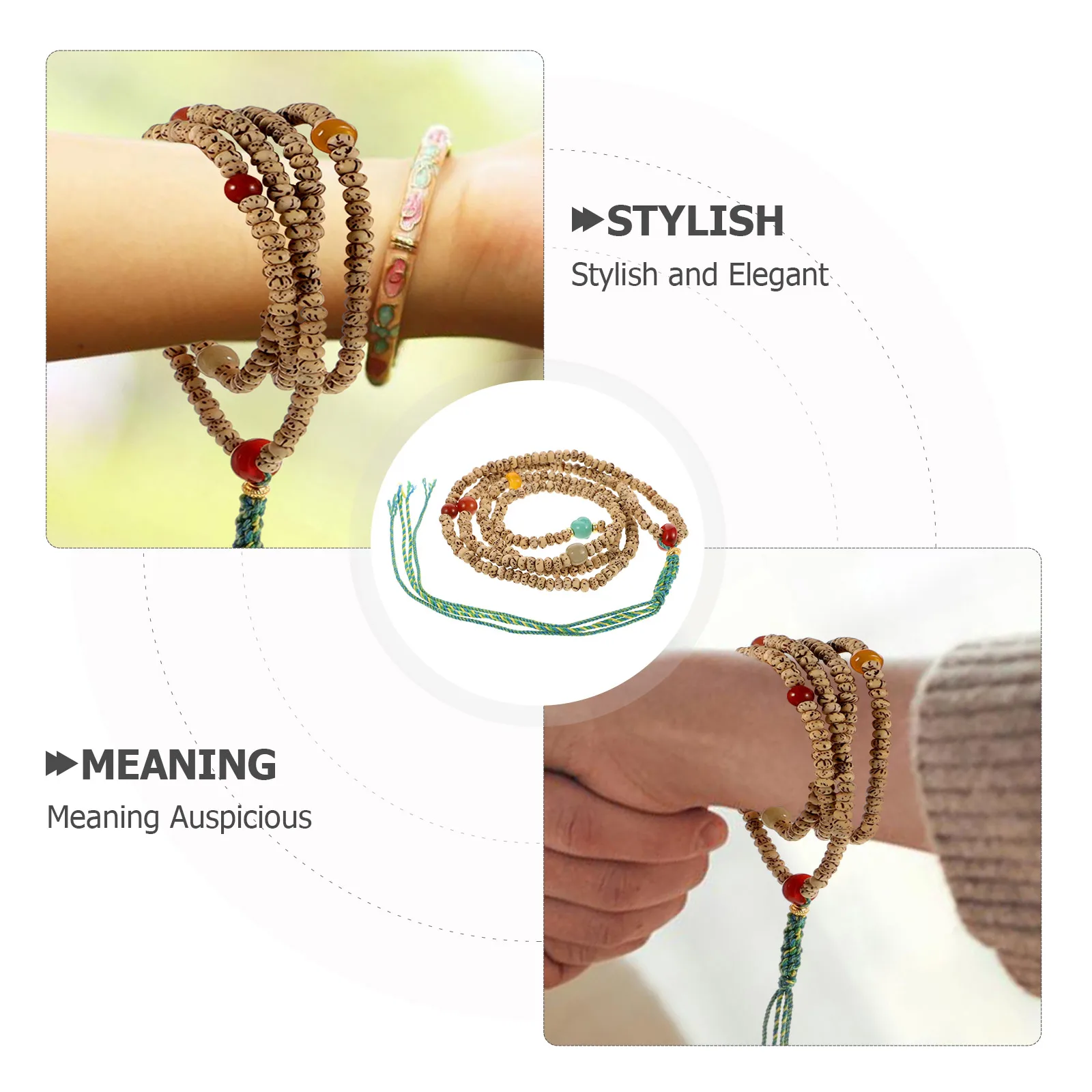 

Bodhi Bracelet Beaded Prayer Bracelets for Women Girls Fashion Wood Bracelets Mini Star Moon Seeding Hand Chain