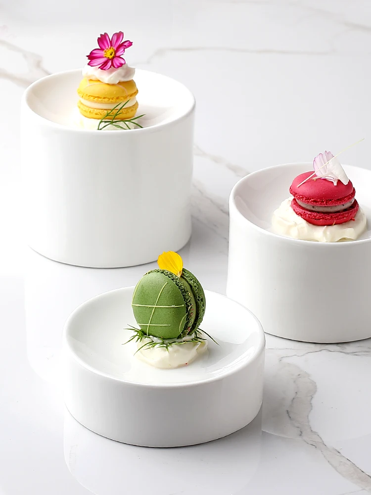 Cylindrical Pastry Plates Restaurant Ceramic Creative Dishes Snacks French Dessert Plate High-end Molecular Cuisine Tableware