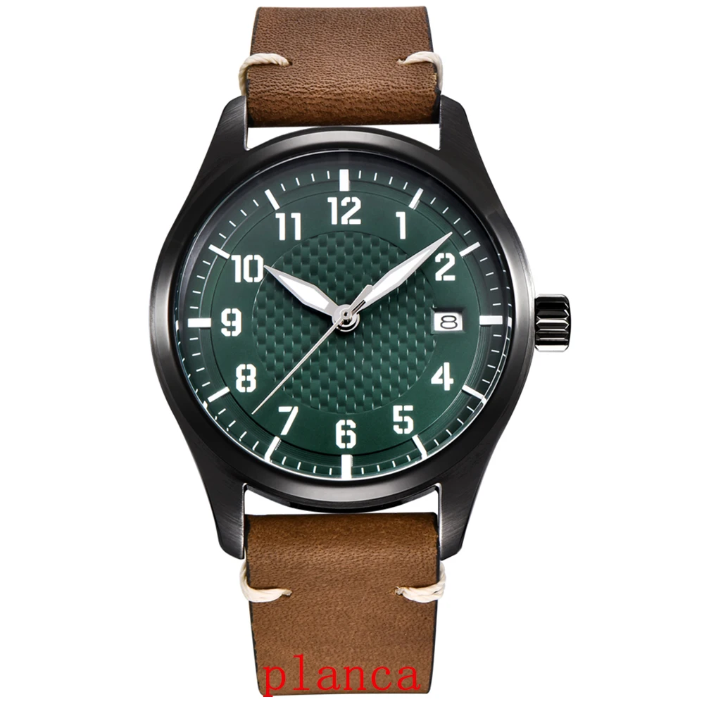 40MM Men's leisure Stainless steel Watch Leather Watch strap NH35 Automatic Movement