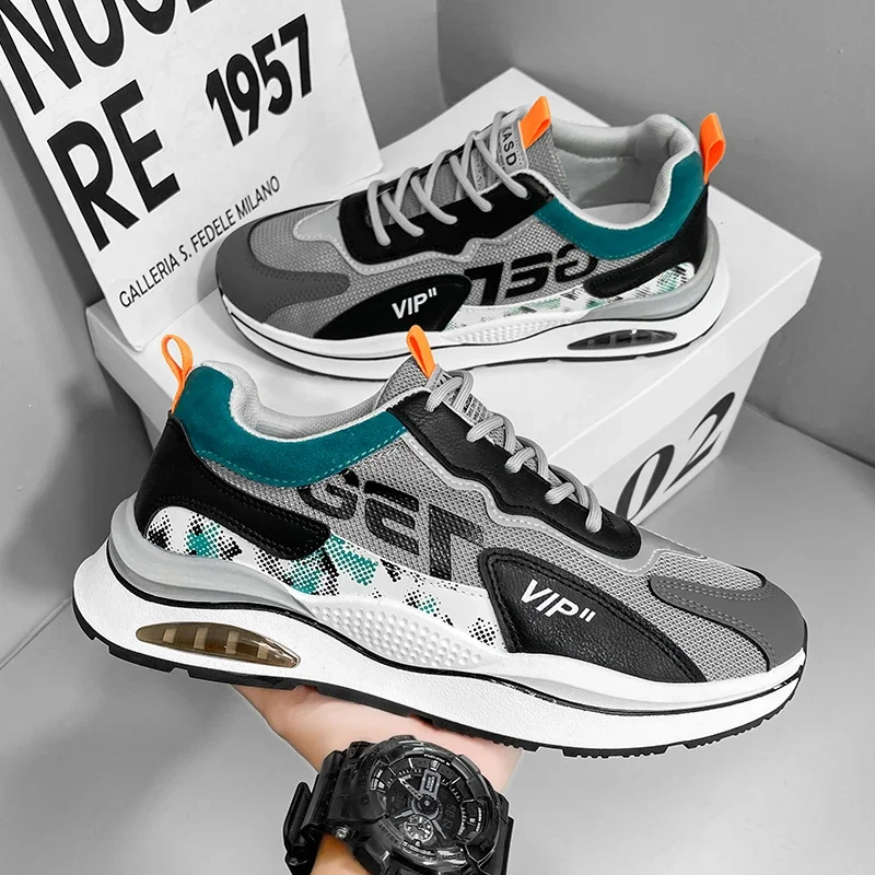 

2023 Four Seasons Men Shoes Casual Leather Platform Male Sneakers Outdoor Running Non Slip Fashion Designer Luxury