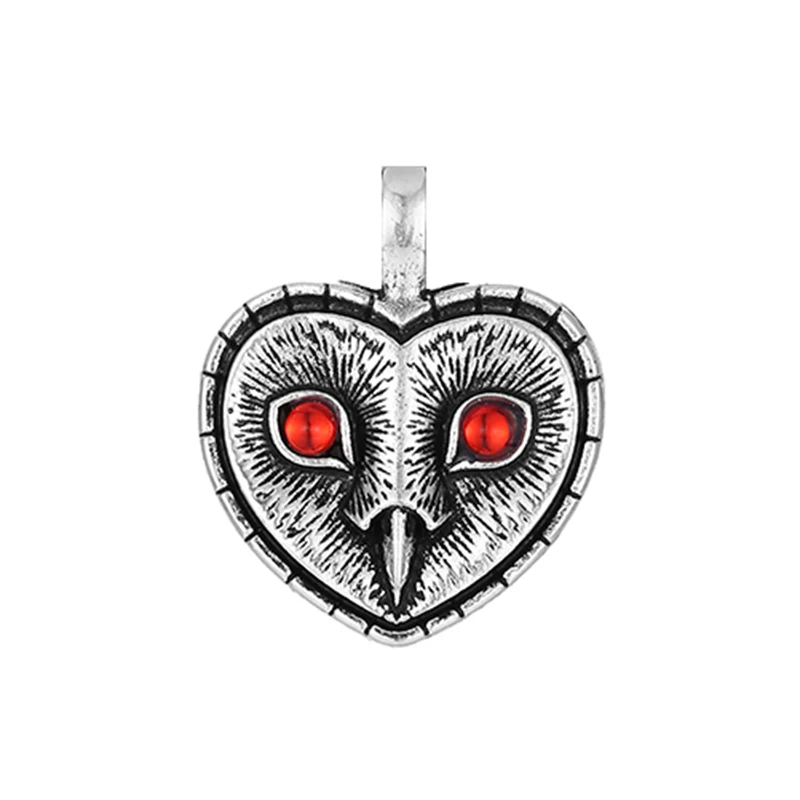 Trendy Retro Silvery Heart Owl Pendants For Necklace DIY Making Unisex Jewelry Handmade Pendant Charms