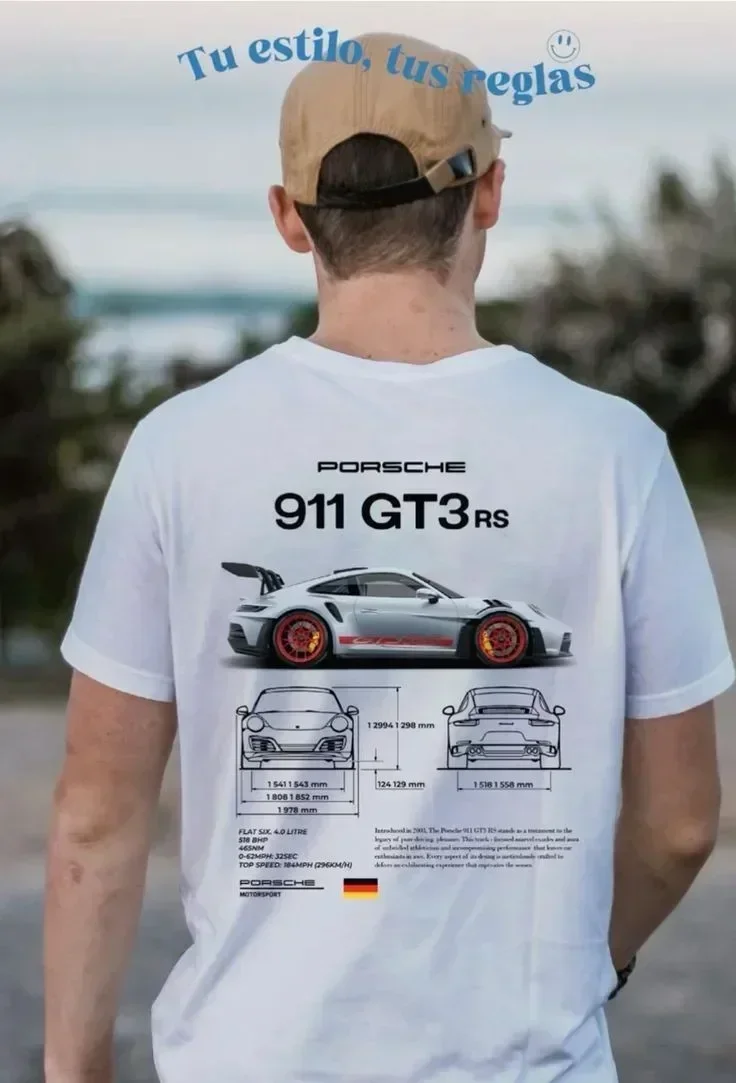 Car Letter Pattern Print T-shirt Perfection Is Never The End GT3-RS T Shirt Men Cotton Tee Casual Women Shirt 911 Top Streetwear