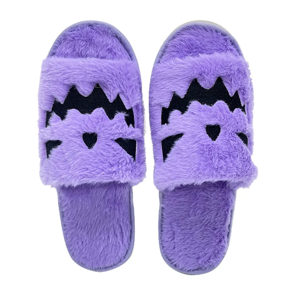 Halloween Slippers For Women Men Pumpkin Elk Deer Print Soft Plush Slide Indoor Outdoor Open Toe Non-Slip Babouche Bedroom Shoes