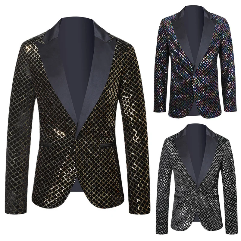 New 2025 Fashion Men's Casual Party Blazer - Sequin & Bead Embellished Stylish Jacket