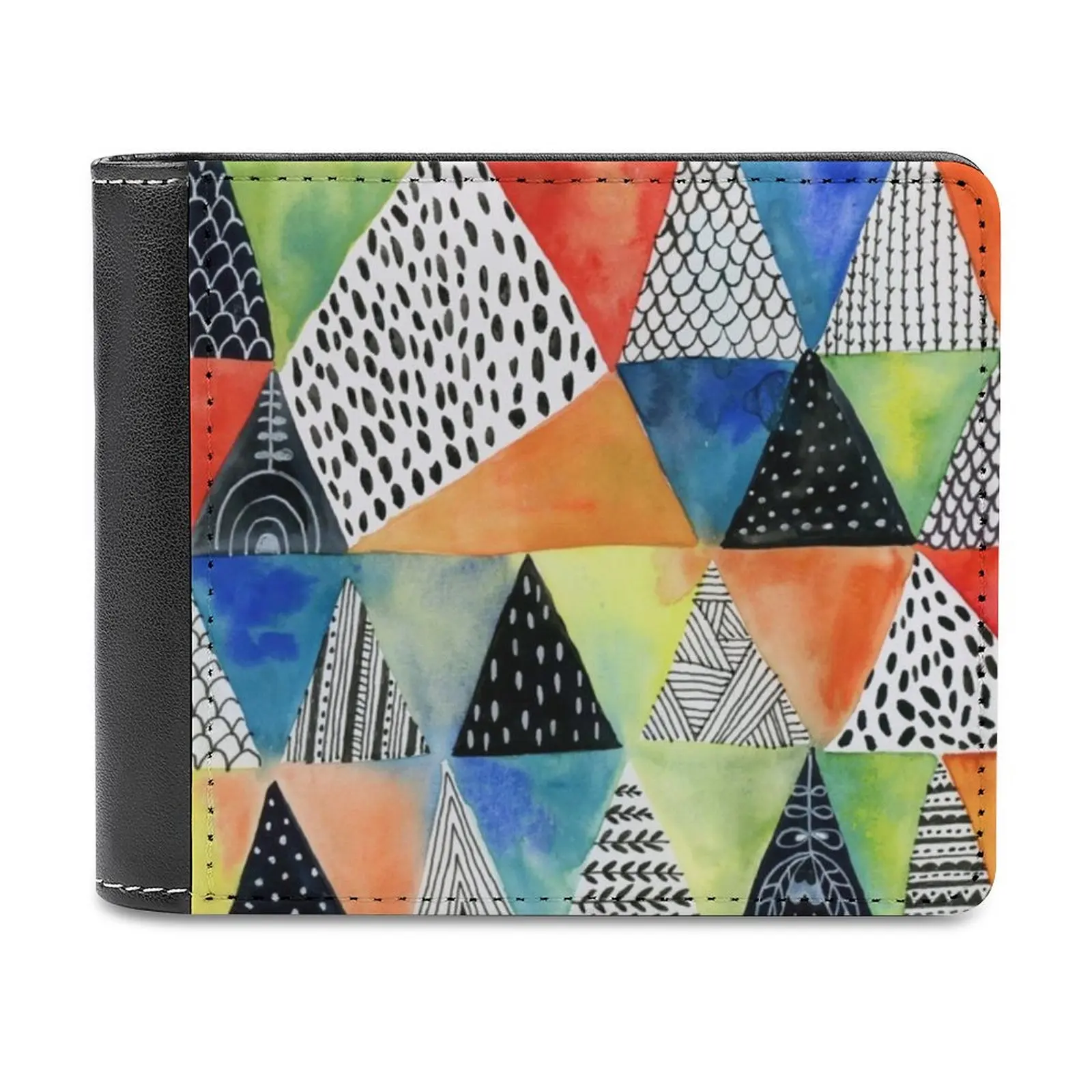 

Doodled Geometry Fashion Credit Card Wallet Leather Wallets Personalized Wallets For Men And Women Geometric Pattern Ink