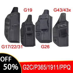 Tactical Glock 17 19 22 26 31 43 43X สายรัดเอวด้านในแบบซ่อนถือซองปืนคลิปเข็มขัดแบบกำหนดเองสำหรับ G2C ราศีพฤษภ P365โคลท1911