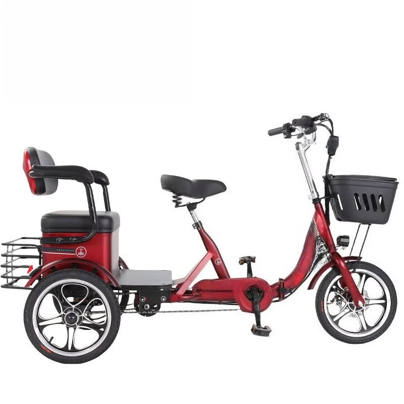 Customized 16-inch  two-person  transportation electric three-wheel cross-border lithium battery foot stepping folding moped