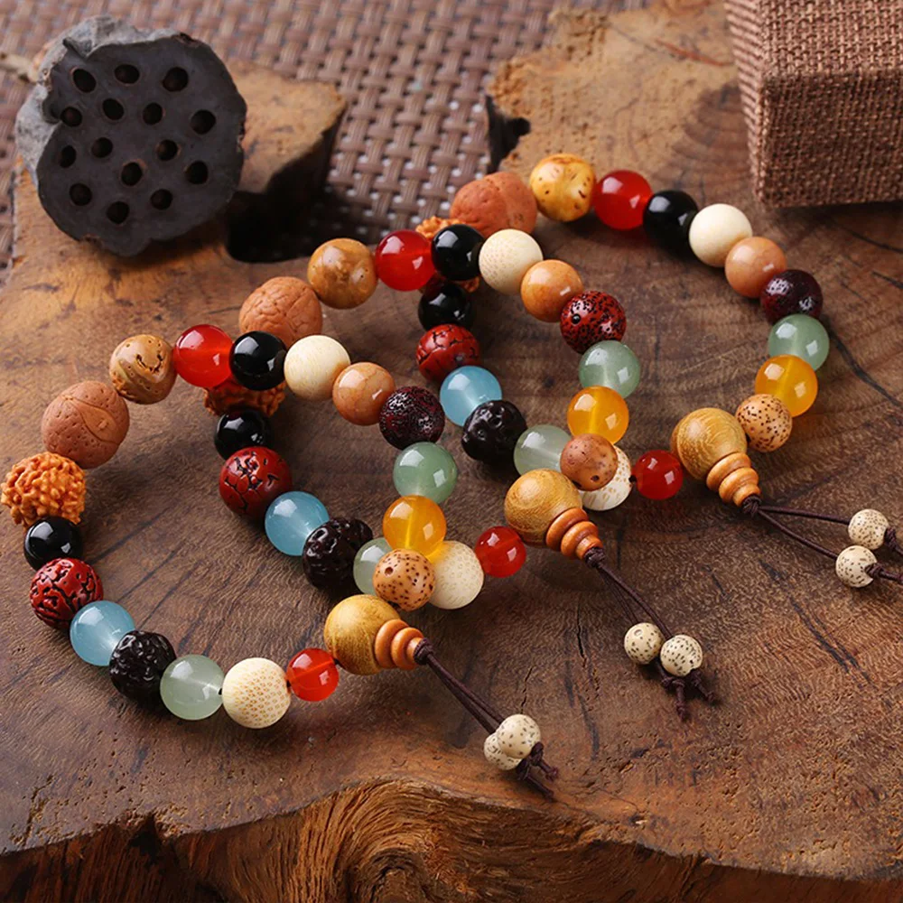 18 بودي البذور سوار النمط الصيني البوذية الصلاة مطرز محظوظ نقل الأزياء والمجوهرات زوجين هدية