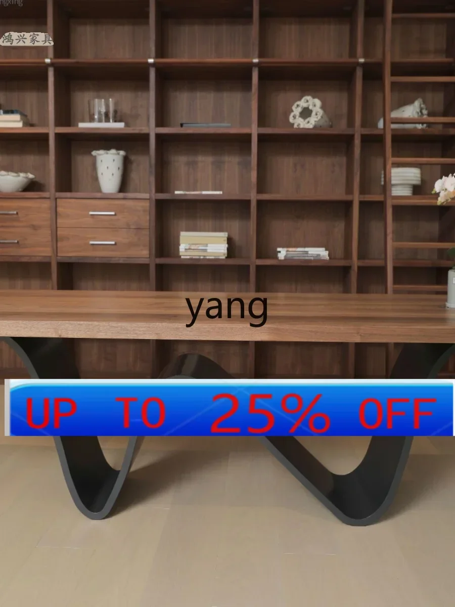 

CX Black Walnut Dining Table Solid Wood Dining Room Table Log Desk Simple Rectangular