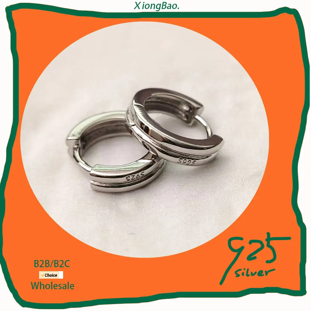 

Geometric Hoop Earring Lady Daily Wear Stamp 925 Sterling Silver Earrings New Trendy Jewelry For Women Minimalism Birthday Gift