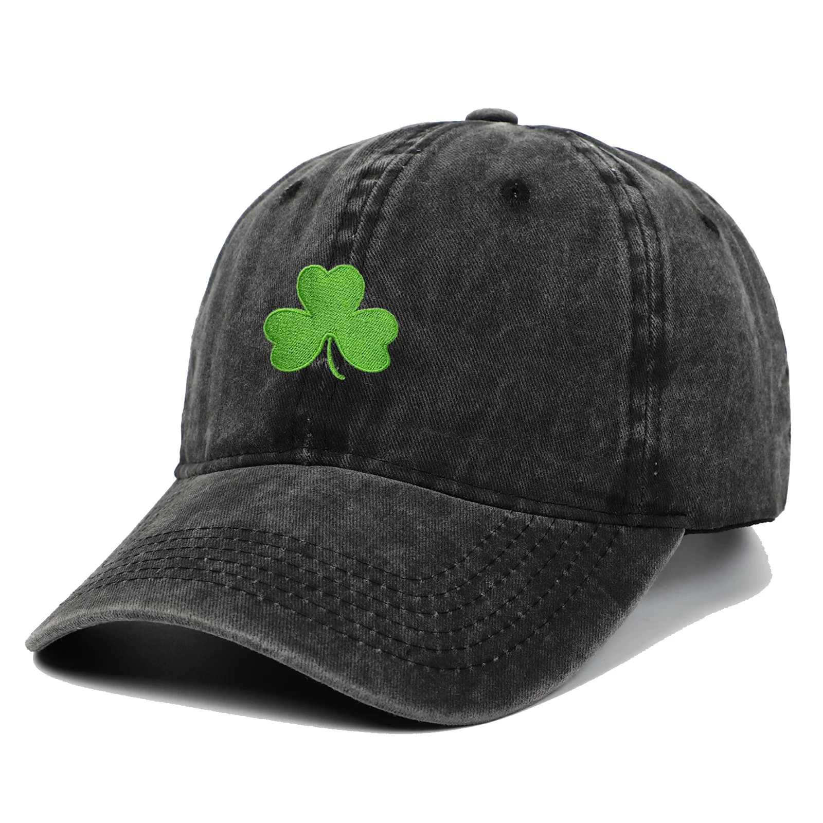 Irland Grüne Baseballkappe, Retro-Klee, bestickte Sonnenschutzhut für Männer und Frauen, trendige Paar-Entenschnabelmütze – Detail 4