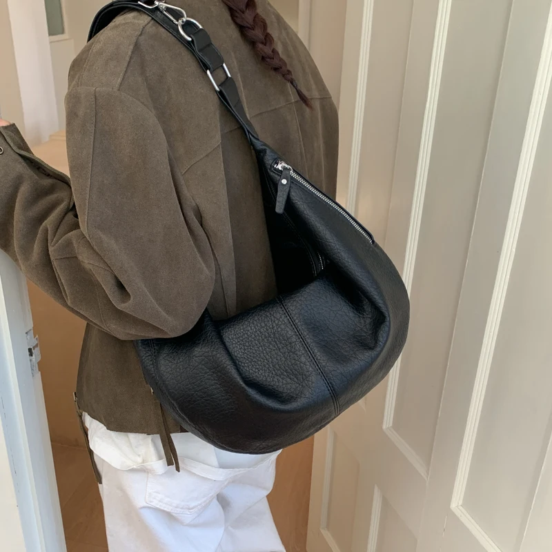 

Dumpling Crescent Armpit Bag for Women Large Capacity Shoulder Hobo Bags Fashion PU Leather Crossbody Bags Trendy Lady Handbag